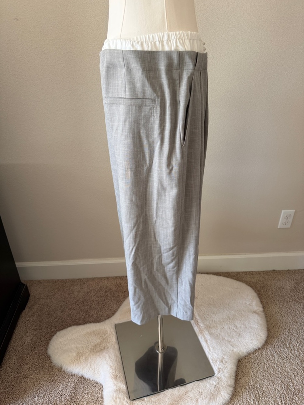 Anthropologie Gray Wide-Leg Drawstring Trousers - Picture 6 of 7